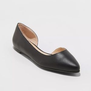 Black D’Orsay Pointed Toe Ballet Flats